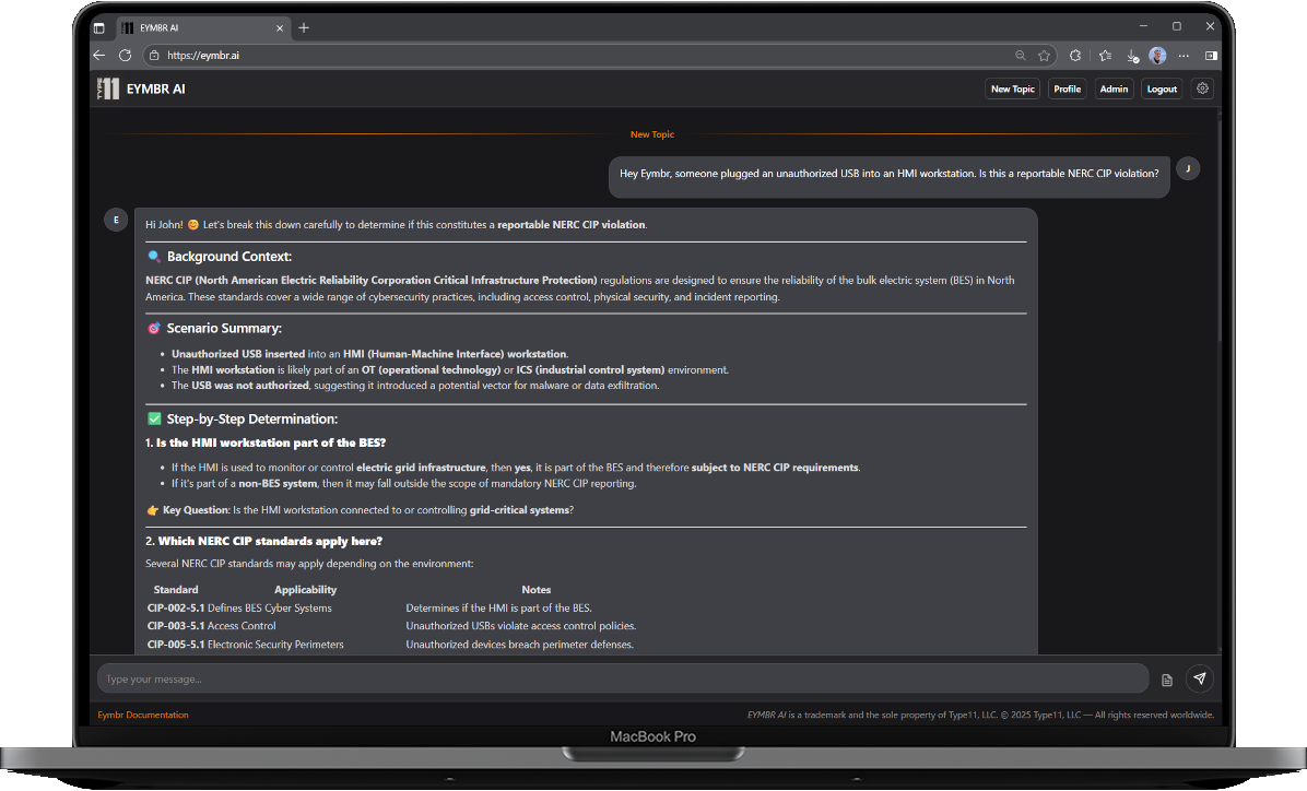 Eymbr AI Chat Interface